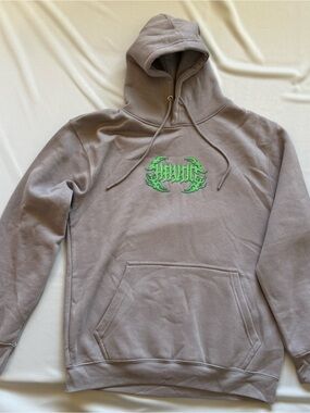 Red Eight Havoc Will Fill The Silence Skull Graphic Hoodie Taupe Gray L